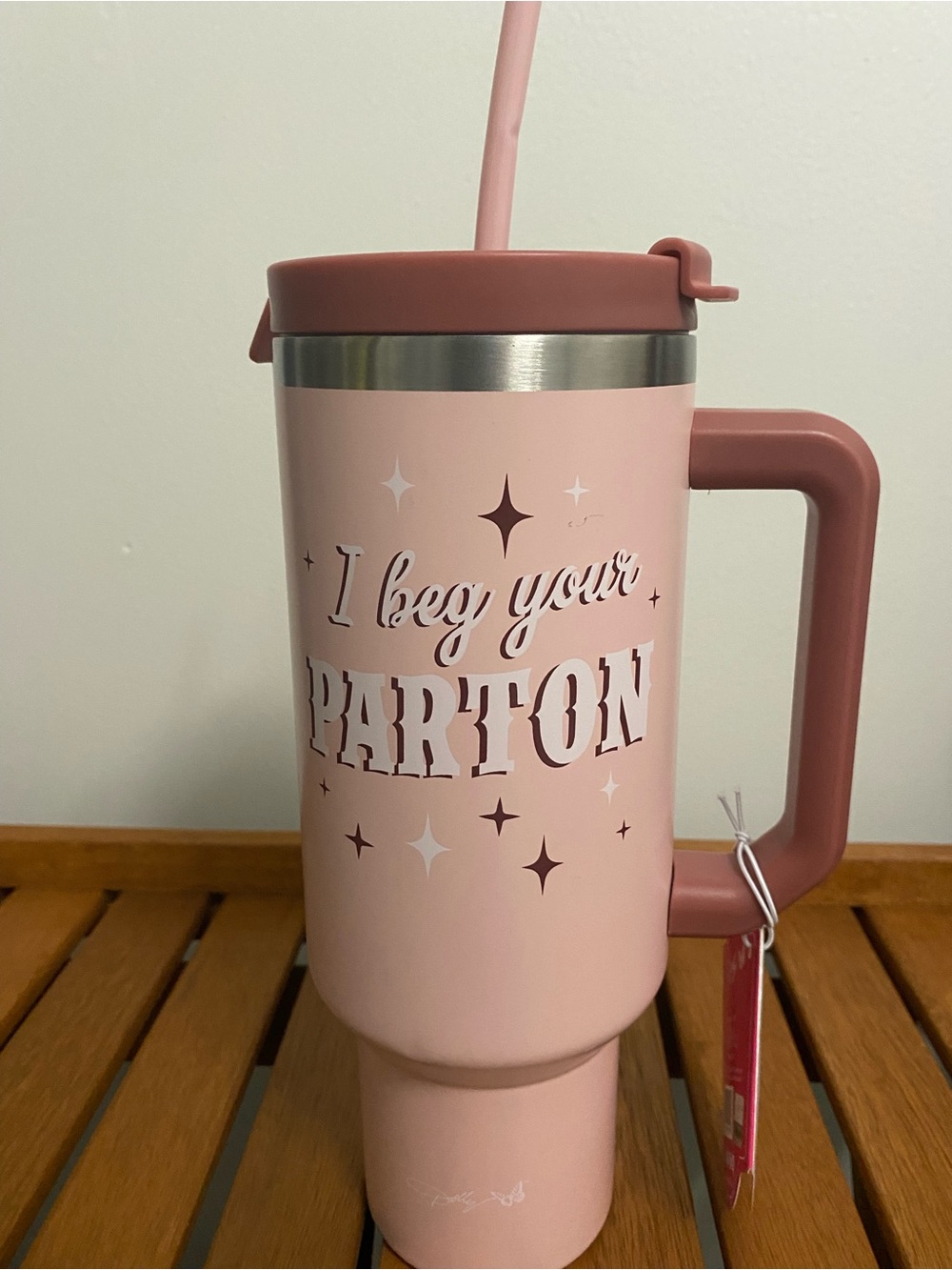 Dollcake Pink Stainless Travel Tumbler with Handle and Straw